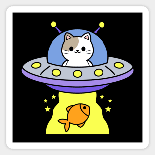 FUNNY UFO ALIEN CAT ABDUCTION Magnet